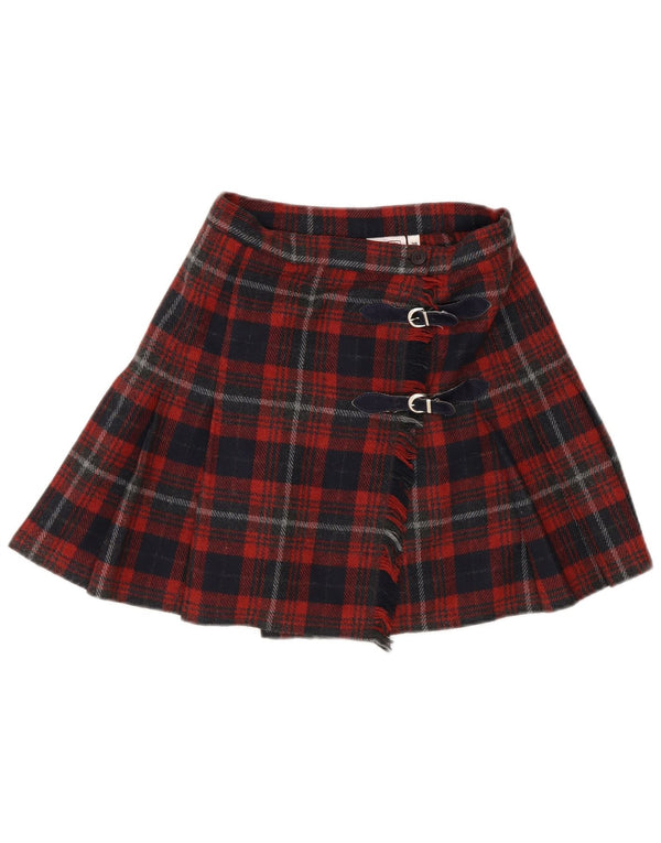 Stefanel Minifalda cruzada para mujer IT 38 XS W22 Lana a cuadros roja