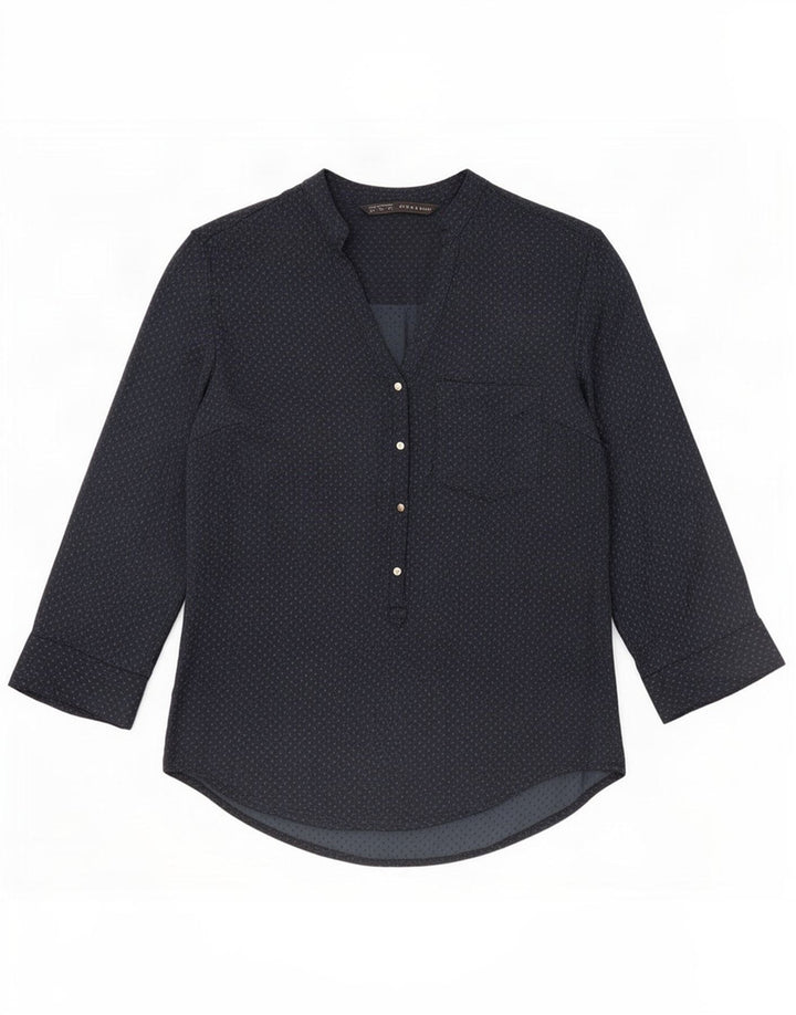 Zara Blusa de manga 3/4 para mujer UK 44 Medio Azul marino manchado