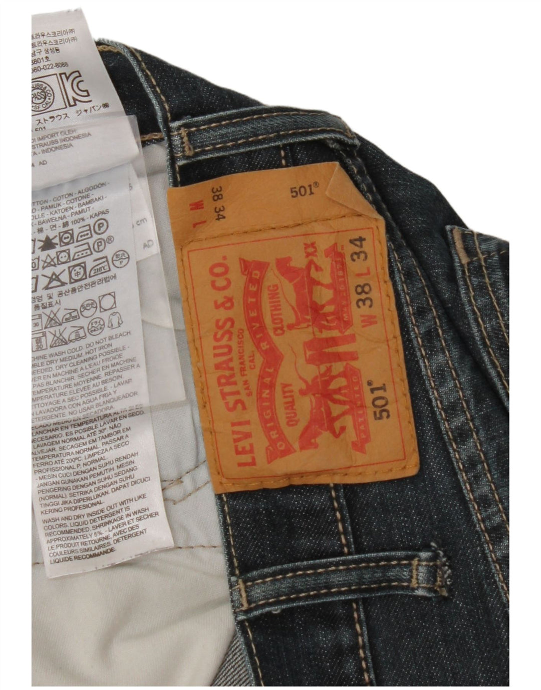 LEVI'S Jeans rectos 501 para hombre W38 L34 Algodón azul