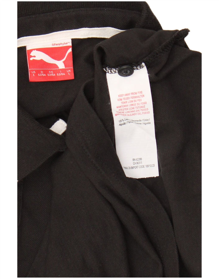 Puma Polo para hombre grande de algodón negro