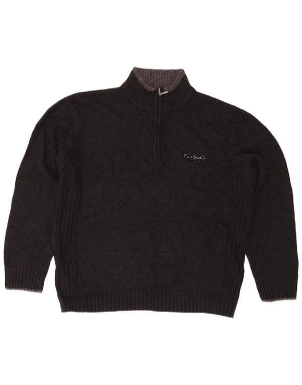 Pierre Cardin - Jersey para hombre con cuello y cremallera, talla XL, acrílico negro