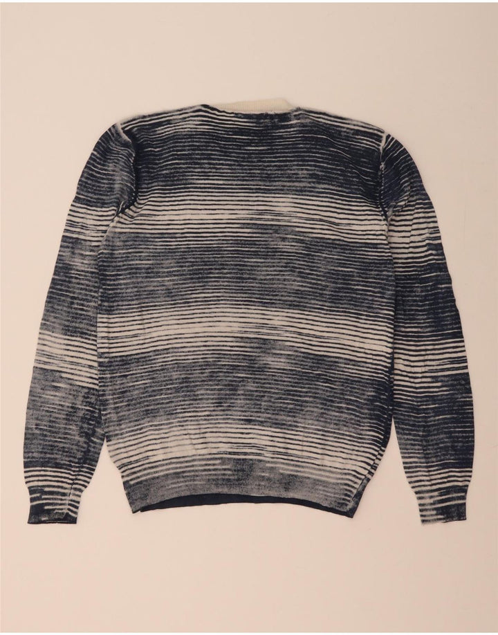 Marlboro Classics - Jersey con cuello en V para hombre, color azul marino mediano, a rayas