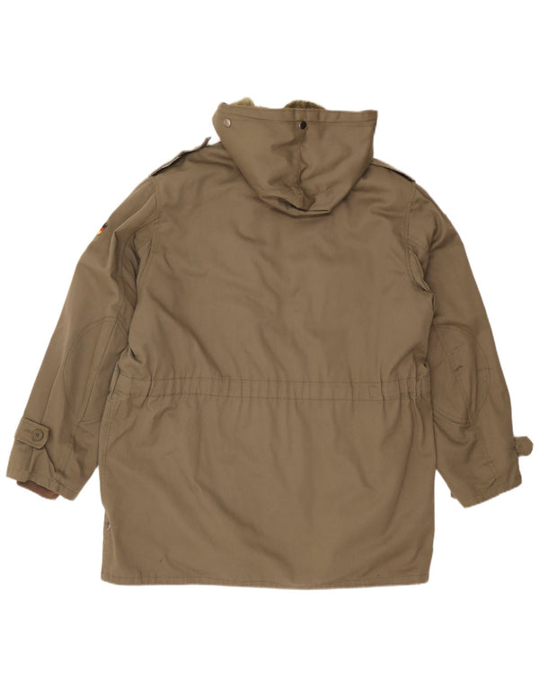 Vintage hombres militar con capucha Sherpa Parka chaqueta Reino Unido 42 XL caqui acrílico