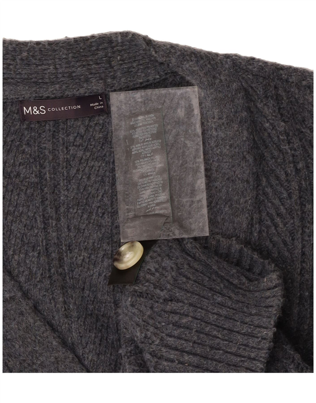 MARKS & SPENCER Womens Oversized Cardigan Sweater UK 16 Large Grey Vintage Marks & Spencer and Second-Hand Marks & Spencer from Messina Hembry 