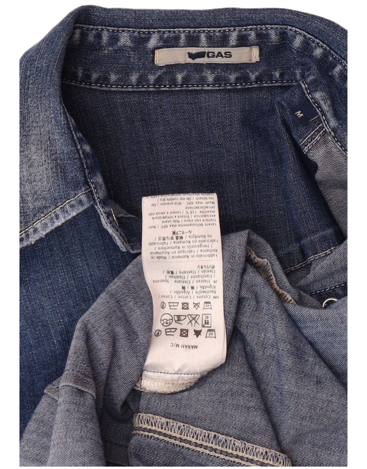 Camisa vaquera de manga corta para mujer Gas UK 42 Algodón azul medio