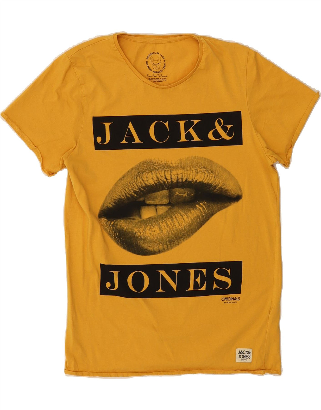 JACK & JONES Mens Graphic T-Shirt Top Medium Yellow Cotton Vintage Jack & Jones and Second-Hand Jack & Jones from Messina Hembry 