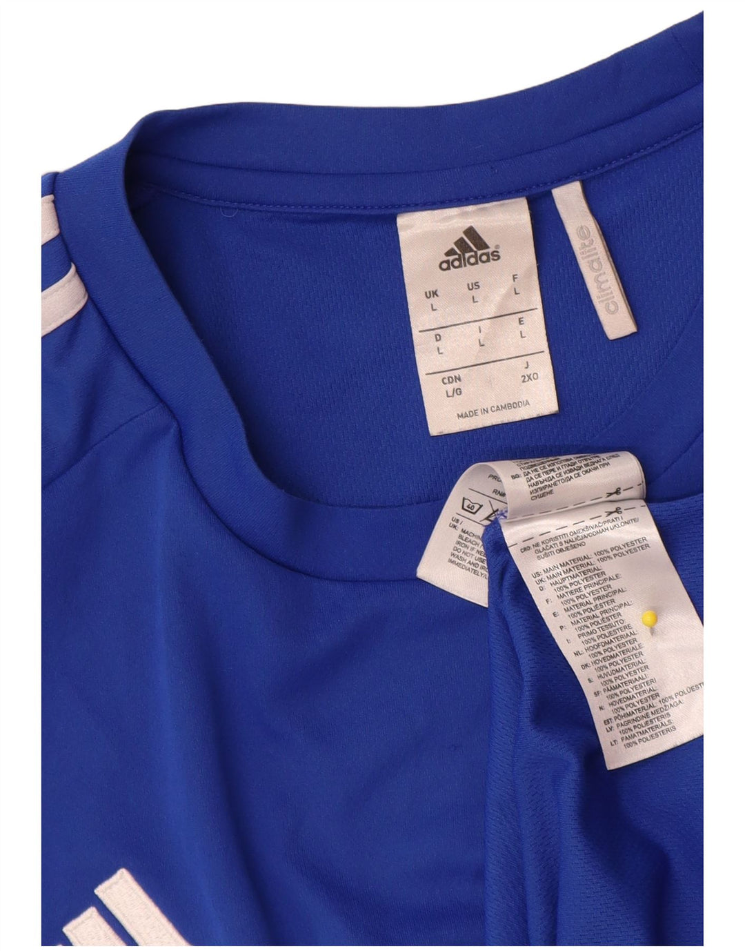 Adidas Hombre Climalite Camiseta Top Grande Azul Colorblock Poliéster