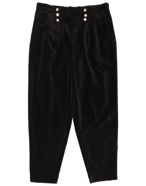 C&A Nuevos pantalones informales de terciopelo cónicos rápidos para mujer EU 46 XL W34 L28 Negro
