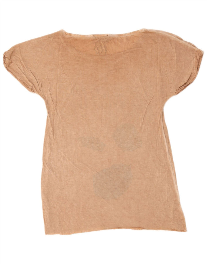Diesel Mujer Camiseta Gráfica Top UK 44 Medium Beige