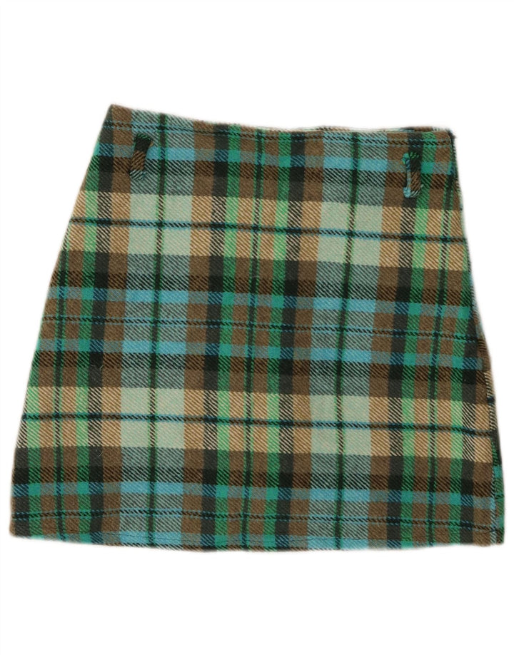 Minifalda vintage para mujer pequeña W26 Acrílico a cuadros multicolor