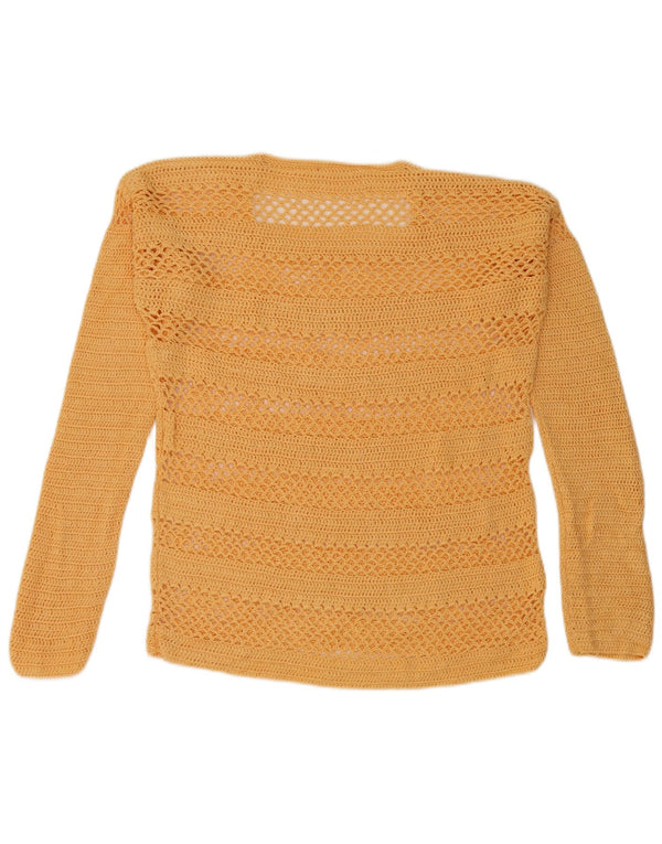 Vintage mujer crochet blusa Top Reino Unido 14 amarillo grande