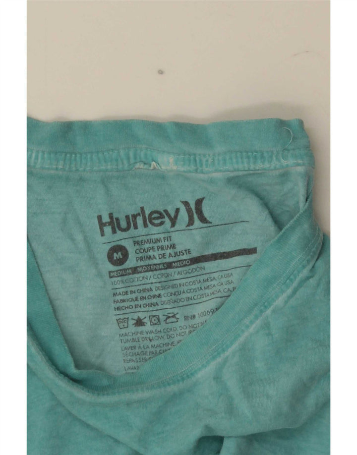 Hurley Camiseta Premium Fit para hombre Top de algodón azul medio