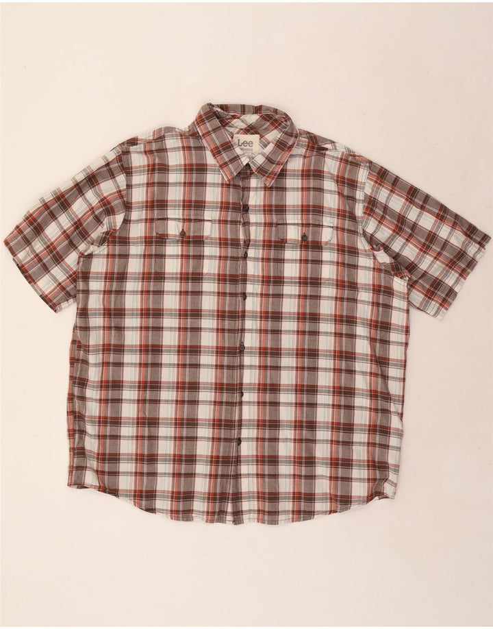 LEE Camisa Peto Manga Corta Hombre XL Algodón Cuadros Multicolor