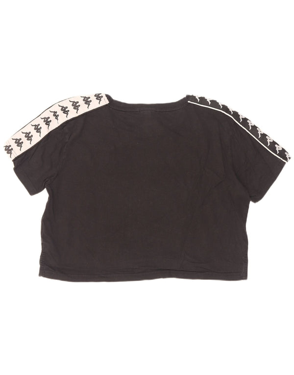 Kappa Camiseta corta con gráfico para mujer UK 46 Large Black Colourblock Cotton