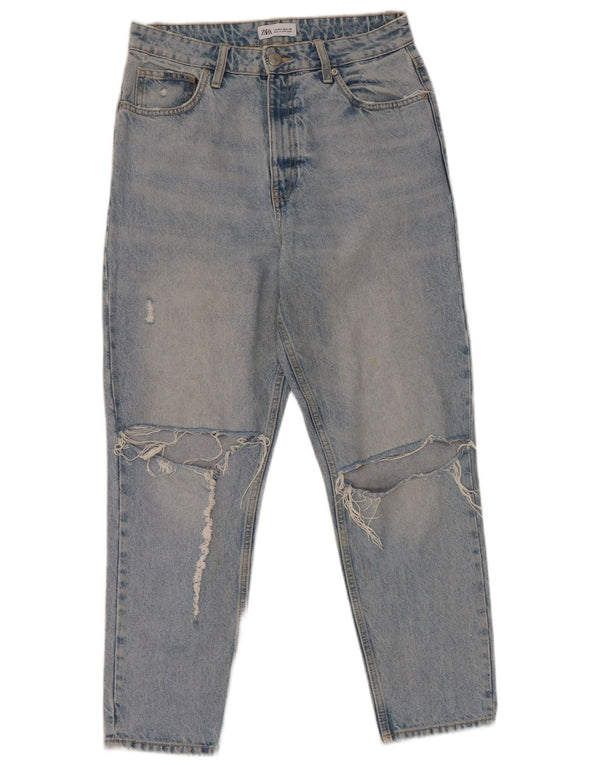 Zara Jeans Cónicos Desgastados para Mujer EU 40 Medium W30 L27 Algodón Azul