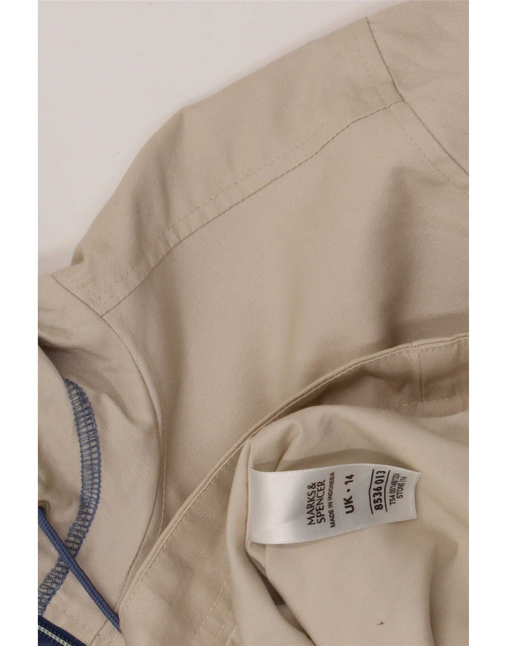 Marks & Spencer Chaqueta Bomber con Capucha para Mujer UK 44 Grande Algodón Beige