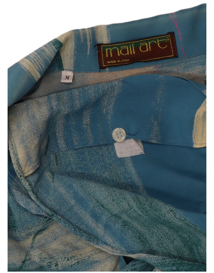 Vintage hombres patrón abstracto camisa de manga corta medio multicolor