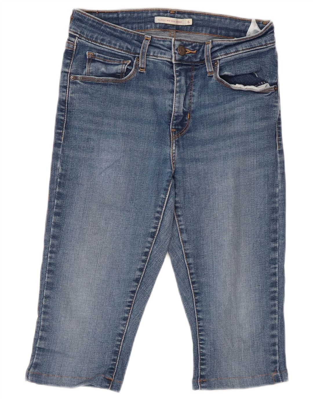 LEVI'S Jeans capri ajustados clásicos de talle medio para mujer US 6 Medium W26 L14 Azul