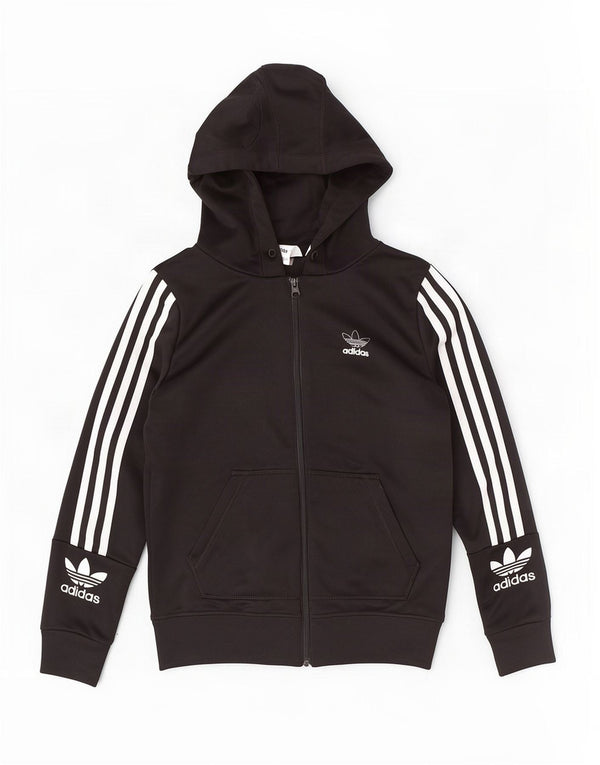 Adidas Sudadera con capucha y cremallera gráfica para mujer UK 6 XS Poliéster negro
