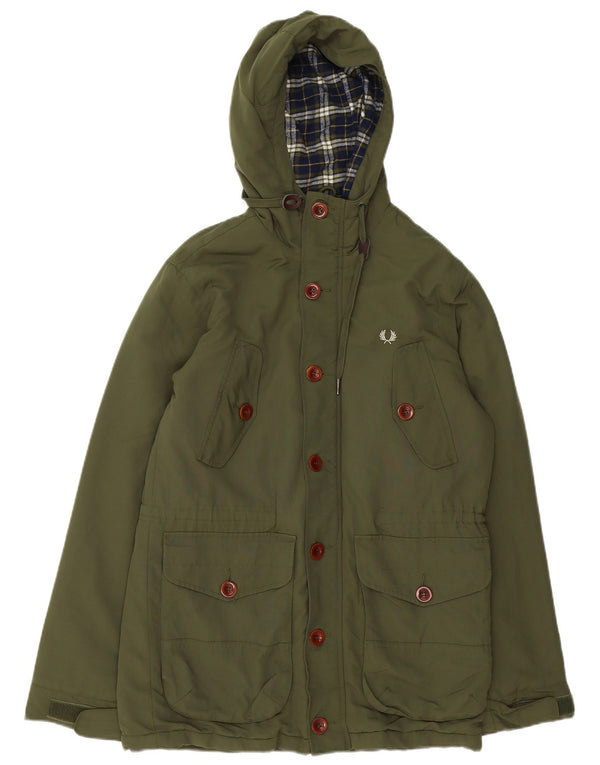 FRED PERRY Parka con capucha para hombre UK 34 XS Caqui