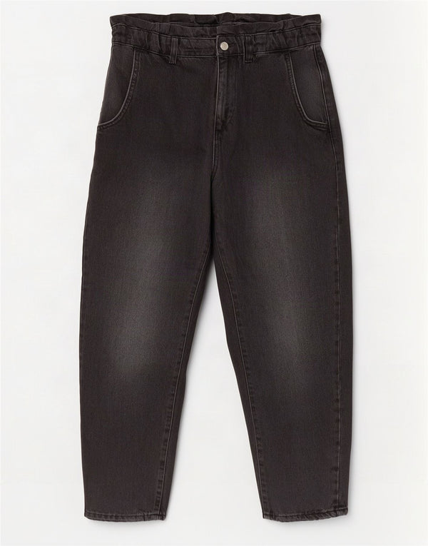 Zara Jeans Cónicos Cortos De Cintura Alta Para Mujer EU 36 XS W26 L24 Algodón Negro
