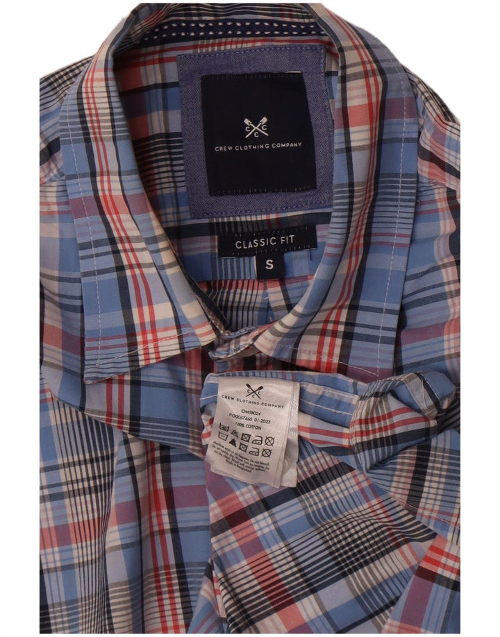 Crew Clothing Camisa de corte clásico para hombre Algodón a cuadros azul pequeño