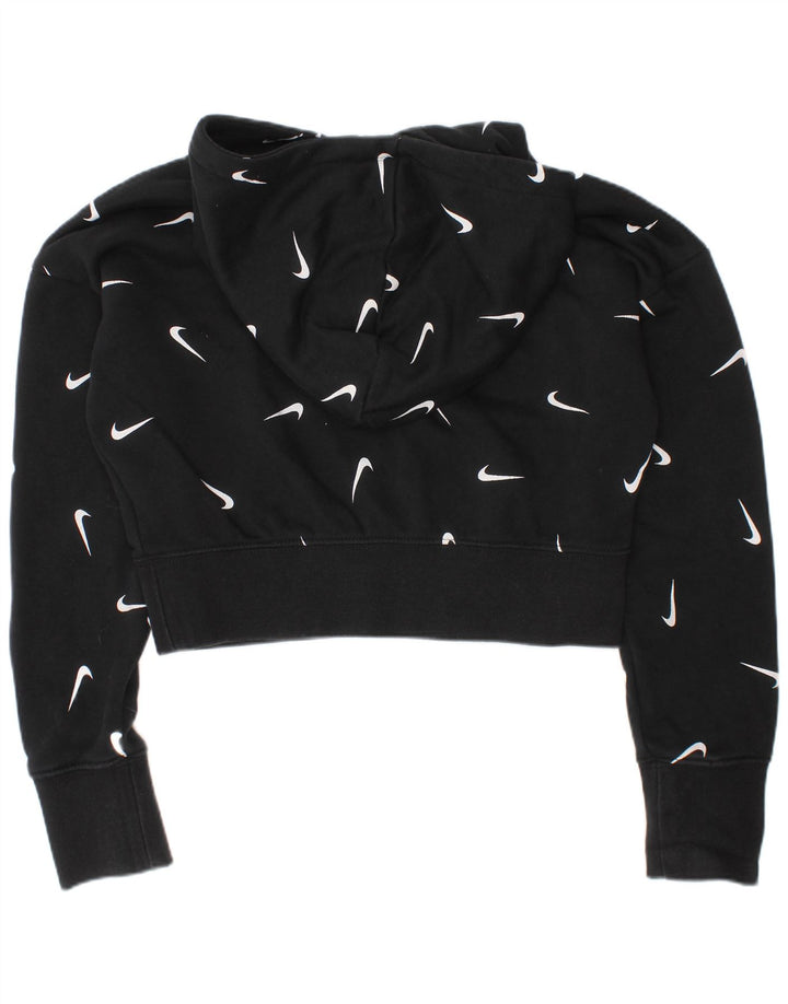 NIKE - Sudadera con capucha para niña, diseño gráfico, ajuste estándar, 8-9 años, talla pequeña, algodón negro