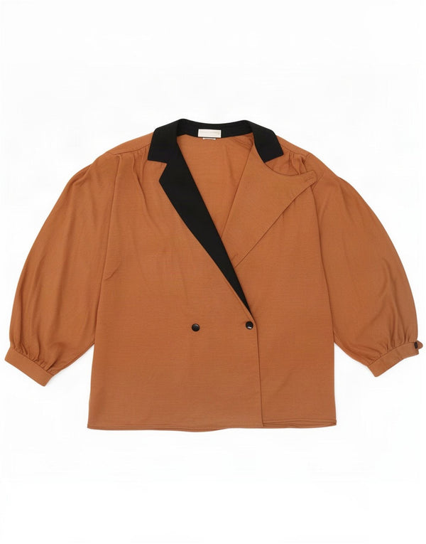 Yorn Blusa camisera de manga 3/4 para mujer UK 46 Large Marrón Colorblock