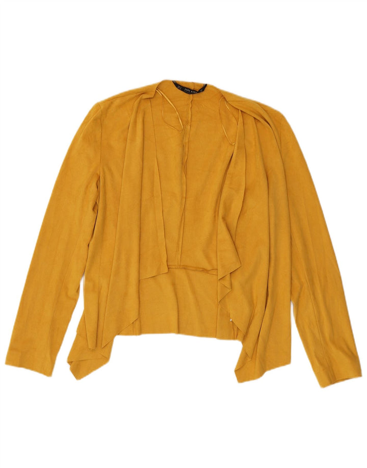 Zara Mujer Cárdigan Top UK 10 Pequeño Poliéster Amarillo