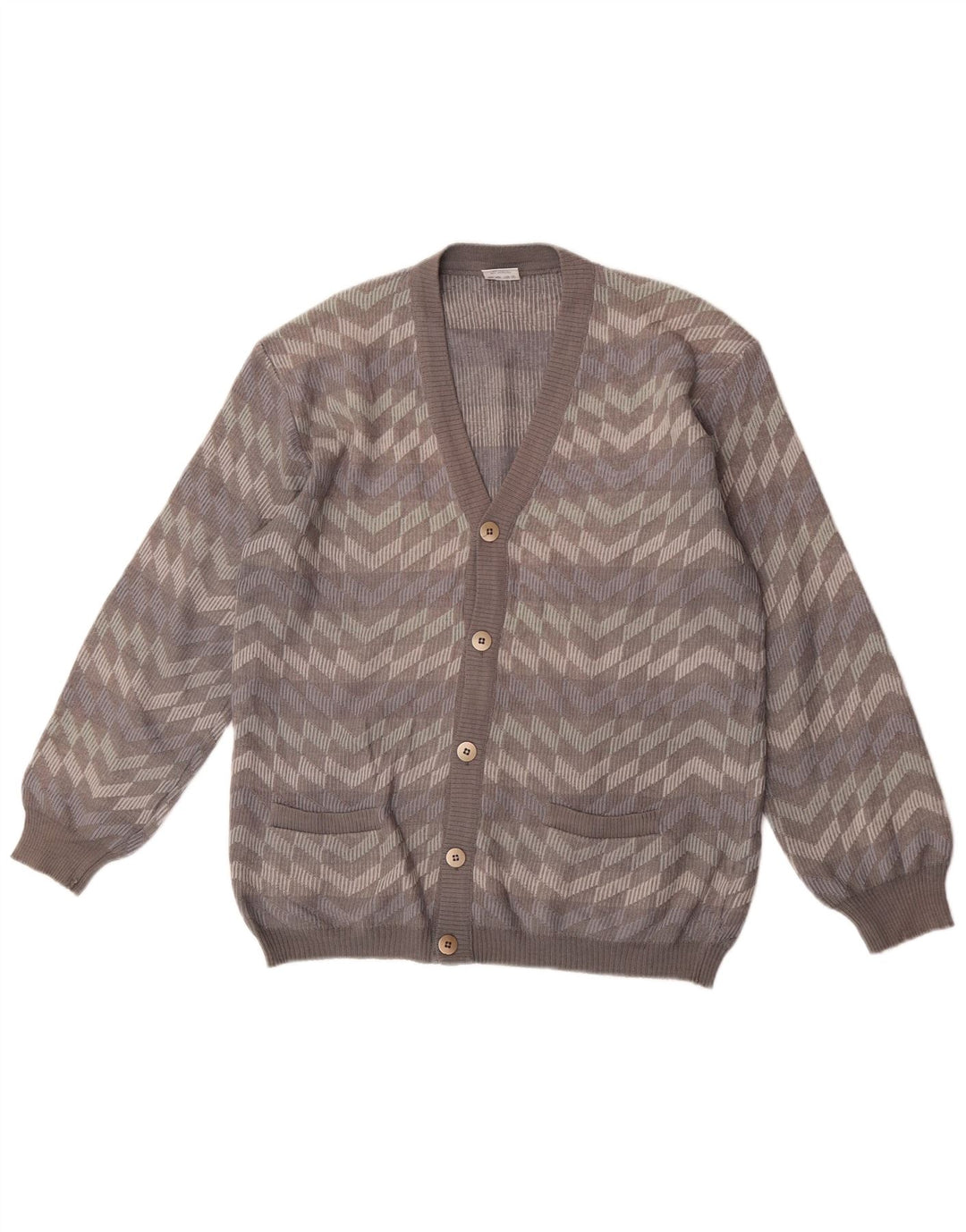 Bernardini Jersey Cárdigan De Lana A Rayas Gris Medio Hombre