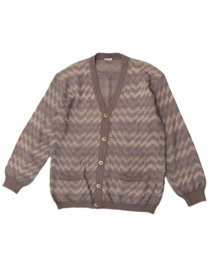 Bernardini Jersey Cárdigan De Lana A Rayas Gris Medio Hombre
