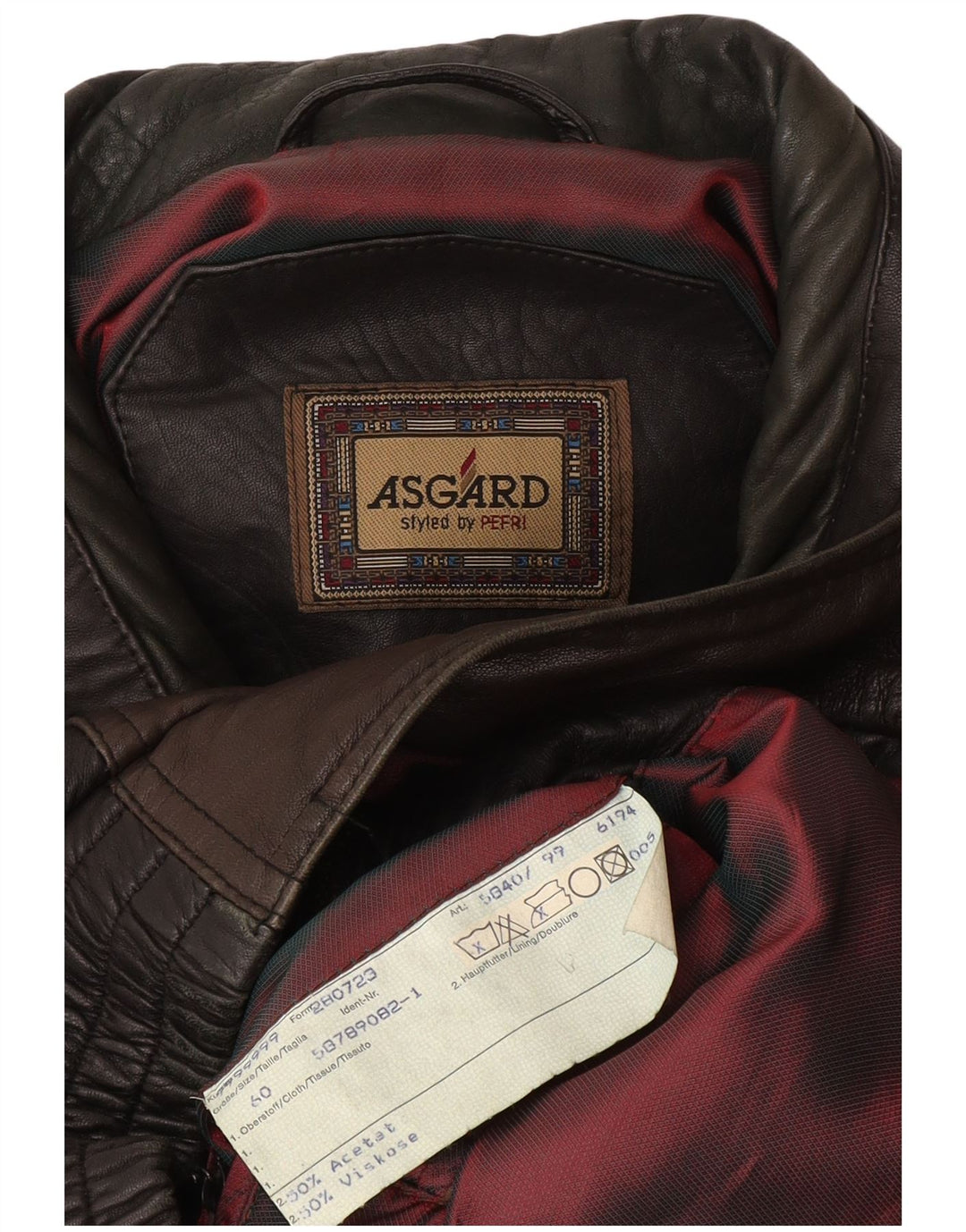 Asgard Chaqueta de cuero para hombre UK 44 2XL Bloque de color negro