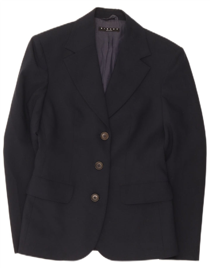 Sisley Chaqueta tipo blazer de 3 botones para mujer IT 40 Small Poliéster azul marino