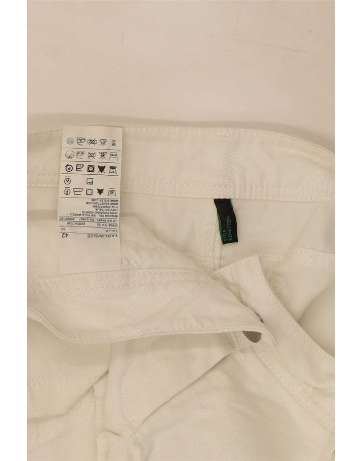 Pantalones Cortos Mujer Benetton IT 42 Medium W32 Algodón Blanco
