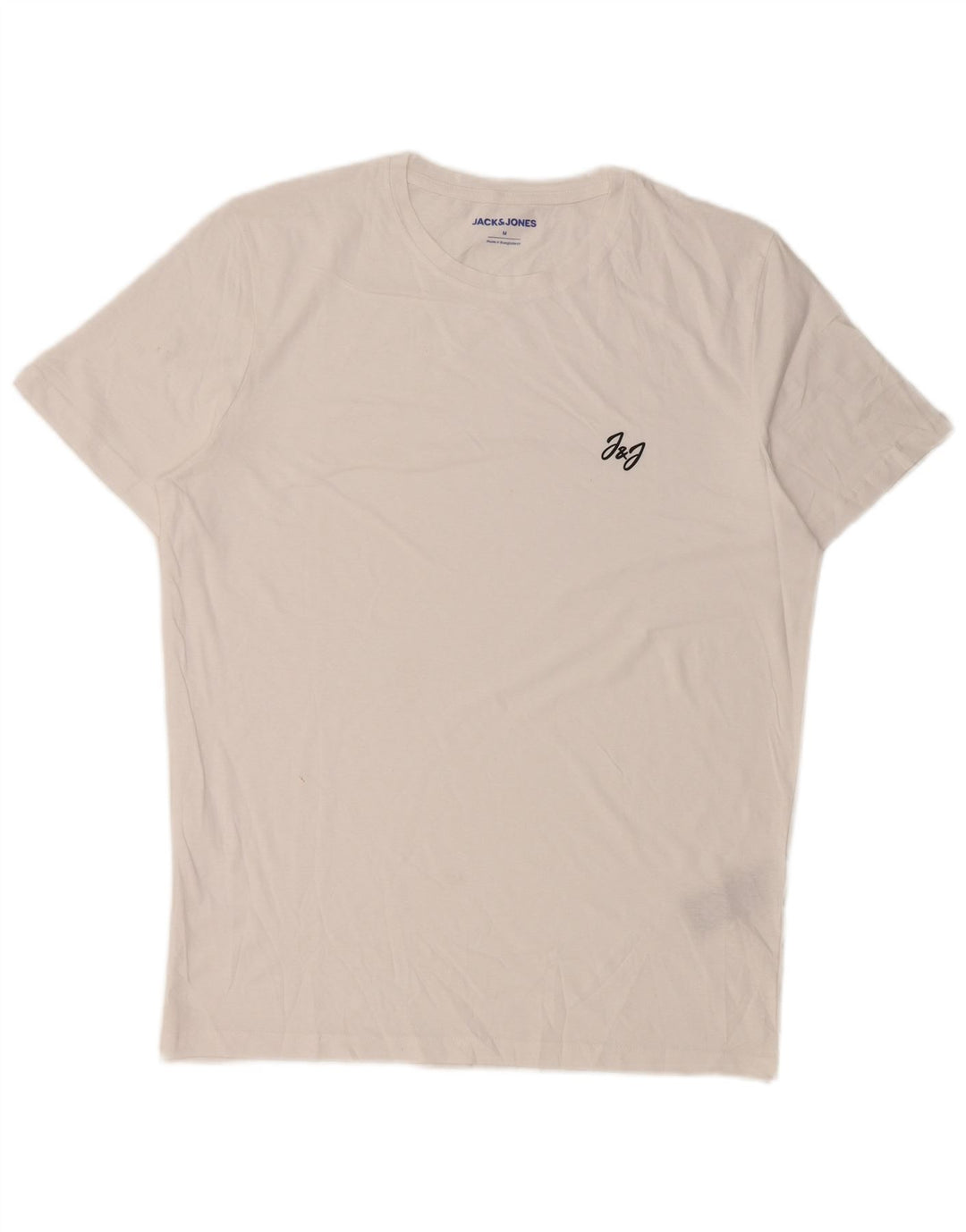 JACK & JONES Hombre Camiseta Top Medium Blanco Algodón
