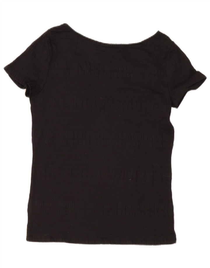 RALPH LAUREN Blusa para mujer Top UK 12 Medio Algodón Negro
