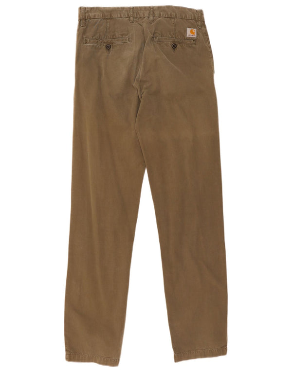 Carhartt Mens Slim Chino Pantalones W28 L32 Algodón Caqui