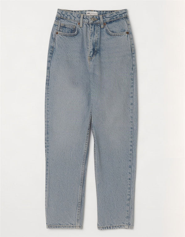 Zara Jeans Rectos De Tiro Alto Para Mujer EU 34 2XS W24 L27 Azul
