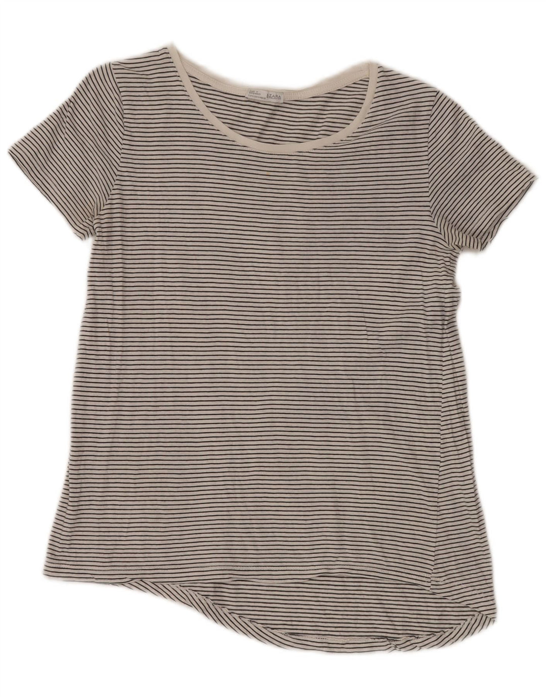 ZARA Camiseta Mujer Top UK 10 Small Gris Pinstripe