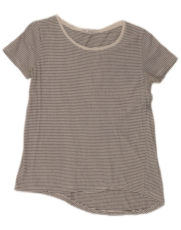 ZARA Camiseta Mujer Top UK 10 Small Gris Pinstripe