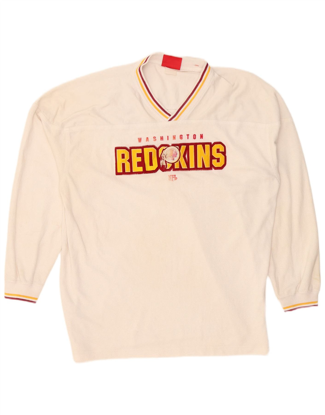 NFL Hombres Washington Redskins Gráfico Top Manga Larga XL Blanco