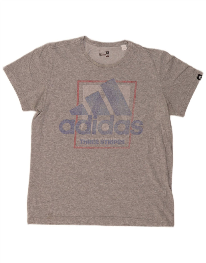 ADIDAS Mens Climalite Graphic Camiseta Top Grande Gris