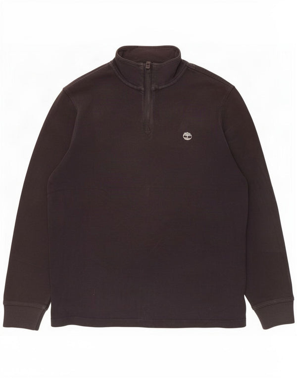 Timberland Hombre Zip Neck Top Manga Larga Pequeño Algodón Azul Marino
