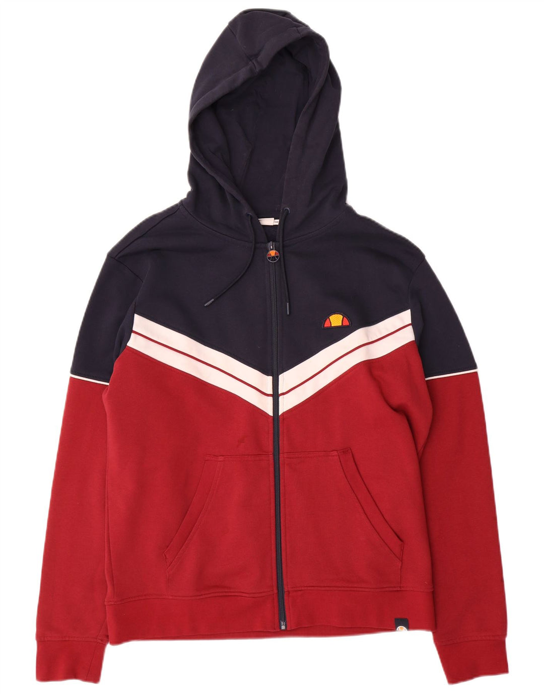 ELLESSE Hombre Sudadera Con Capucha Y Cremallera De Algodón Color Block Rojo Medio