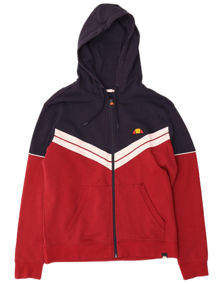 ELLESSE Hombre Sudadera Con Capucha Y Cremallera De Algodón Color Block Rojo Medio