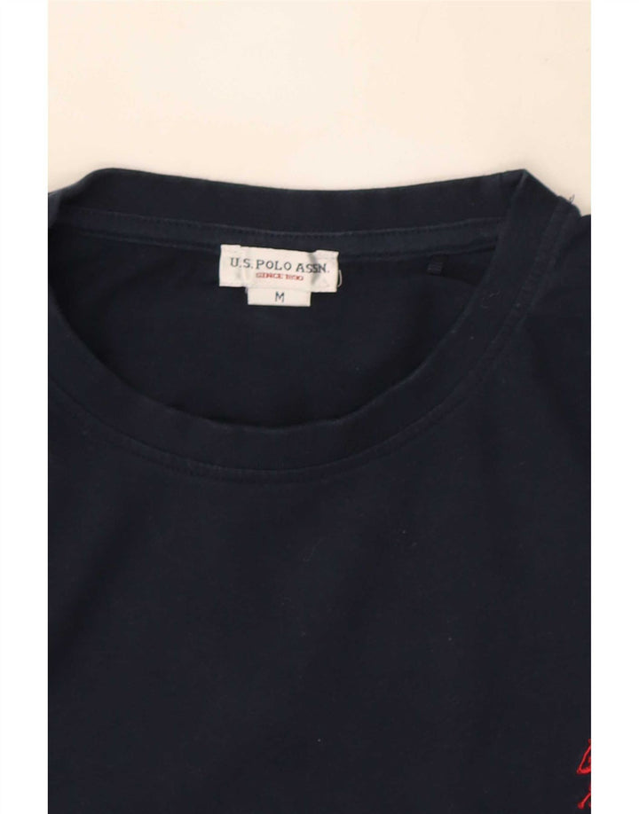 Asociación de Polo de EE. UU. Camiseta Hombre Manga Larga Algodón Azul Marino Medio