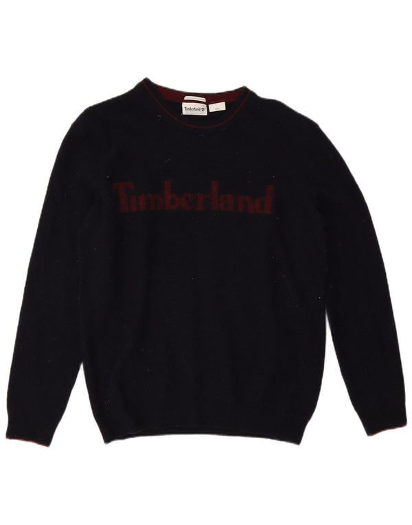 Timberland Jersey gráfico con cuello redondo para mujer, talla 44, talla mediana, azul marino