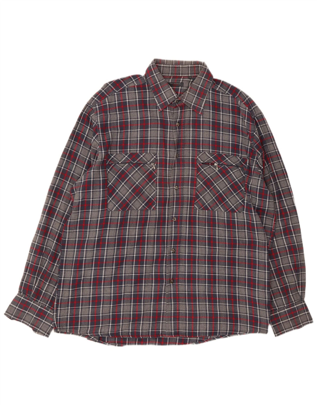 SEA BARRIER Camisa de franela para hombre XL Algodón a cuadros gris