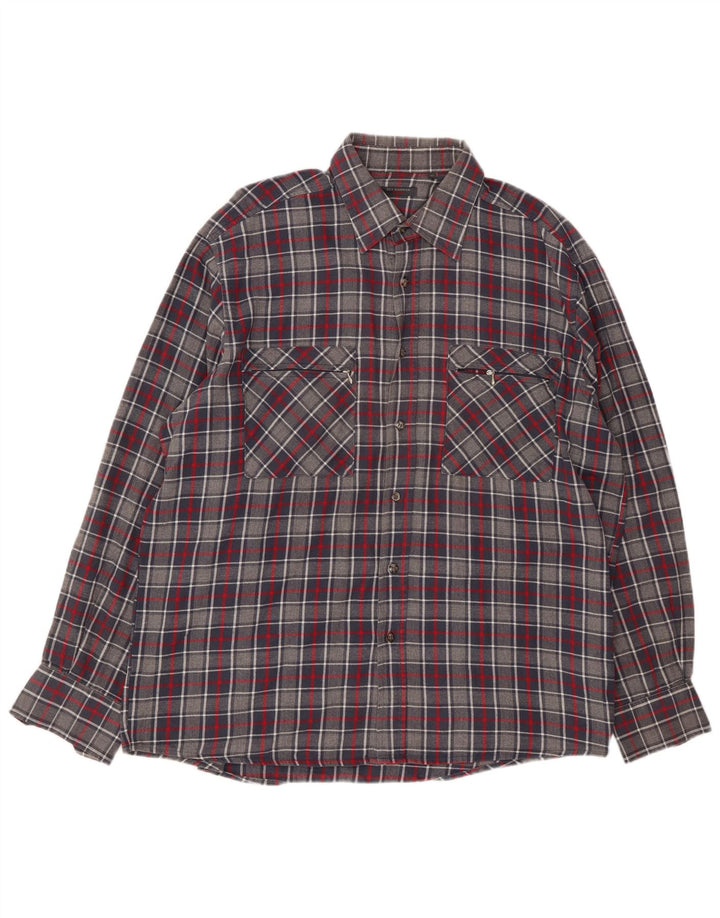 SEA BARRIER Camisa de franela para hombre XL Algodón a cuadros gris