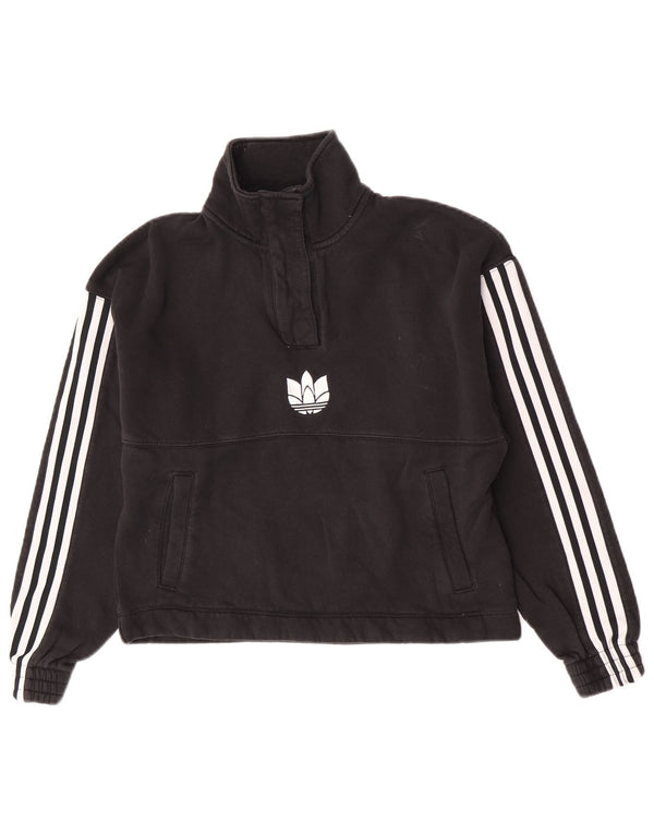 Adidas Mujer Crop Sudadera Jumper UK 10 Small Black Colourblock